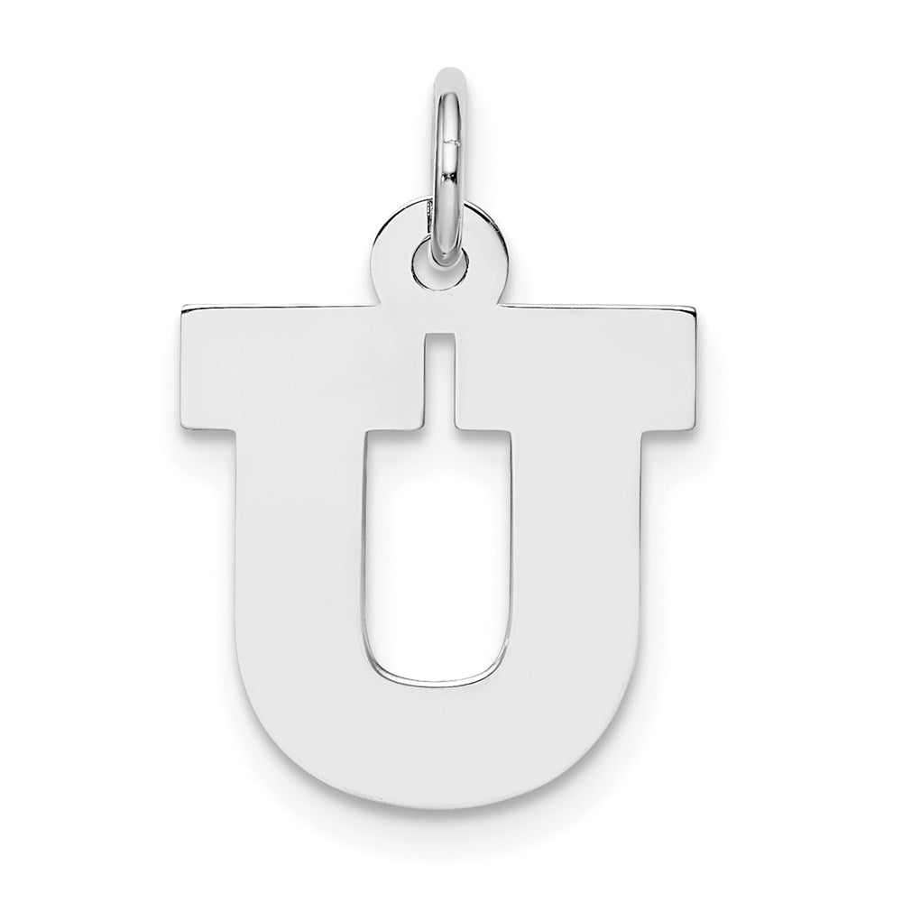 Sterlingsilber Rhodiniert Block Buchstabe U Initiale Charm