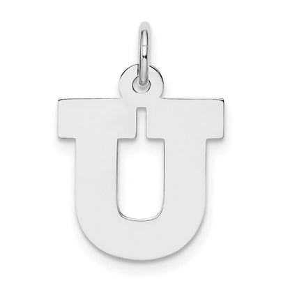 Sterlingsilber Rhodiniert Block Buchstabe U Initiale Charm
