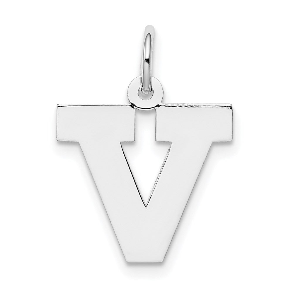 Sterlingsilber Rhodiniert Block Buchstabe V Initiale Charm