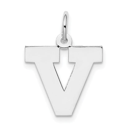 Sterlingsilber Rhodiniert Block Buchstabe V Initiale Charm