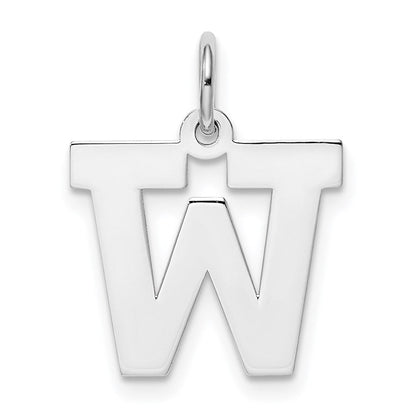 Sterlingsilber Rhodiniert Block Buchstabe W Initiale Charm