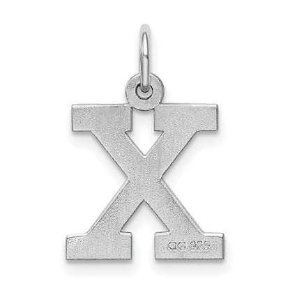 Sterlingsilber Rhodiniert Block Buchstabe X Initiale Charm