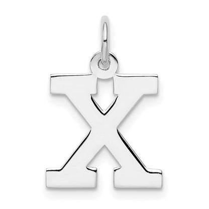 Sterlingsilber Rhodiniert Block Buchstabe X Initiale Charm