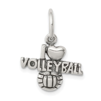 Sterlingsilber Antik I (heart) Volleyball Charm