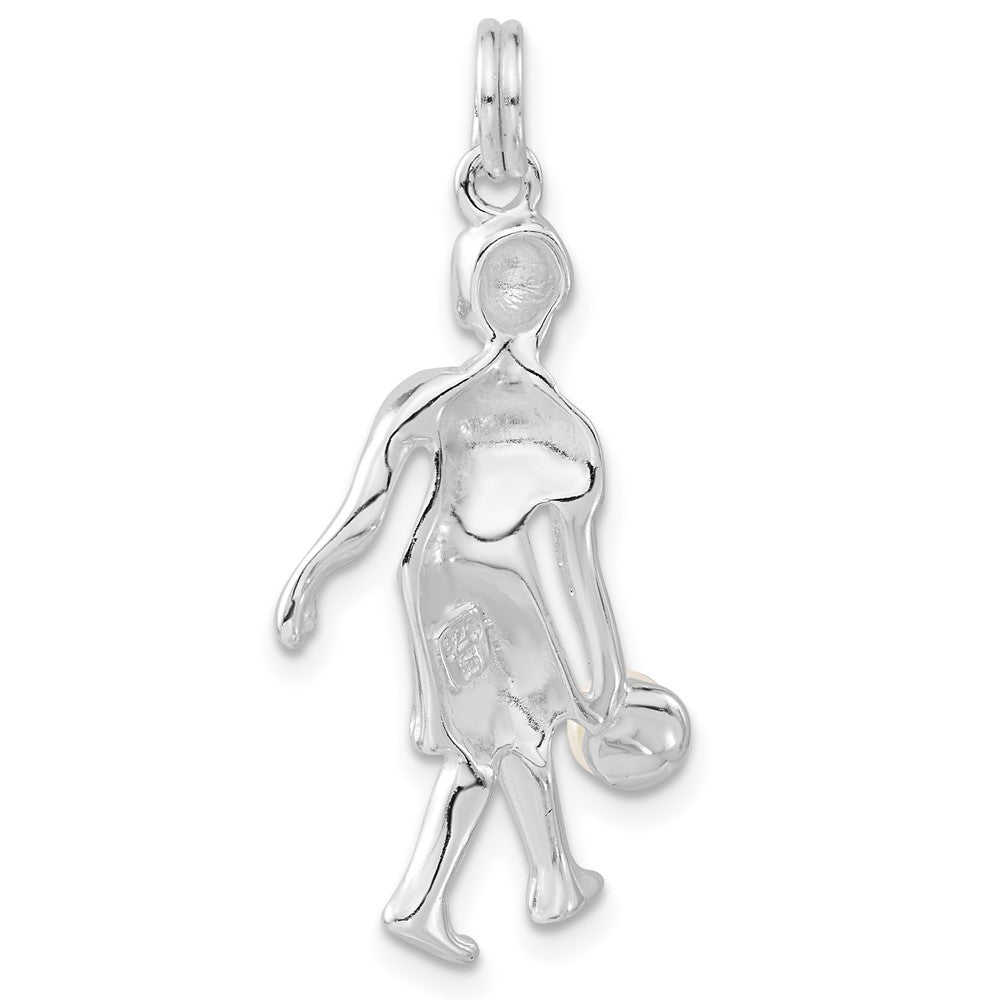 Sterlingsilber Poliert Synthetisch Perle Female Bowler Charm