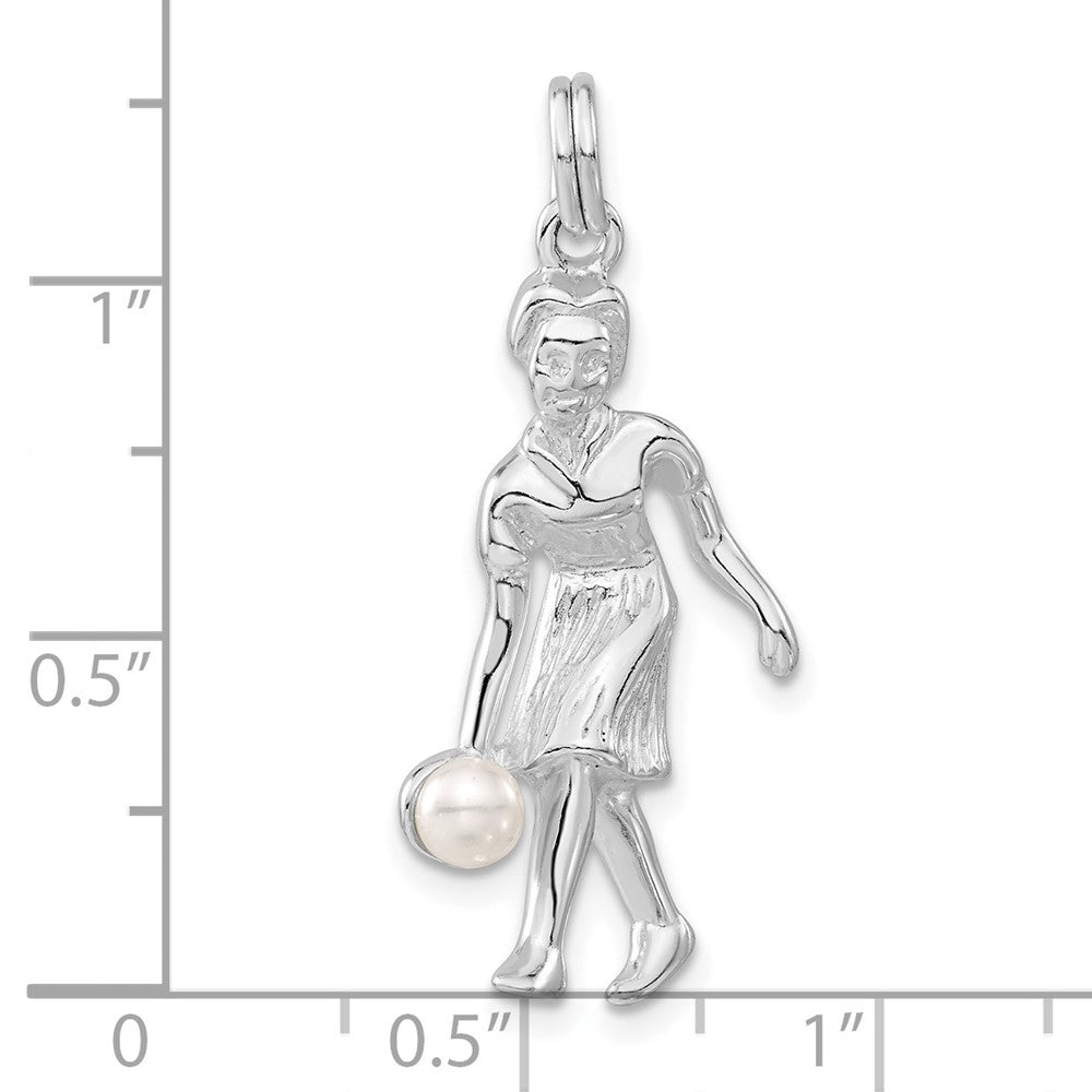 Sterlingsilber Poliert Synthetisch Perle Female Bowler Charm