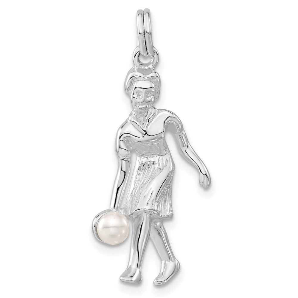 Sterlingsilber Poliert Synthetisch Perle Female Bowler Charm