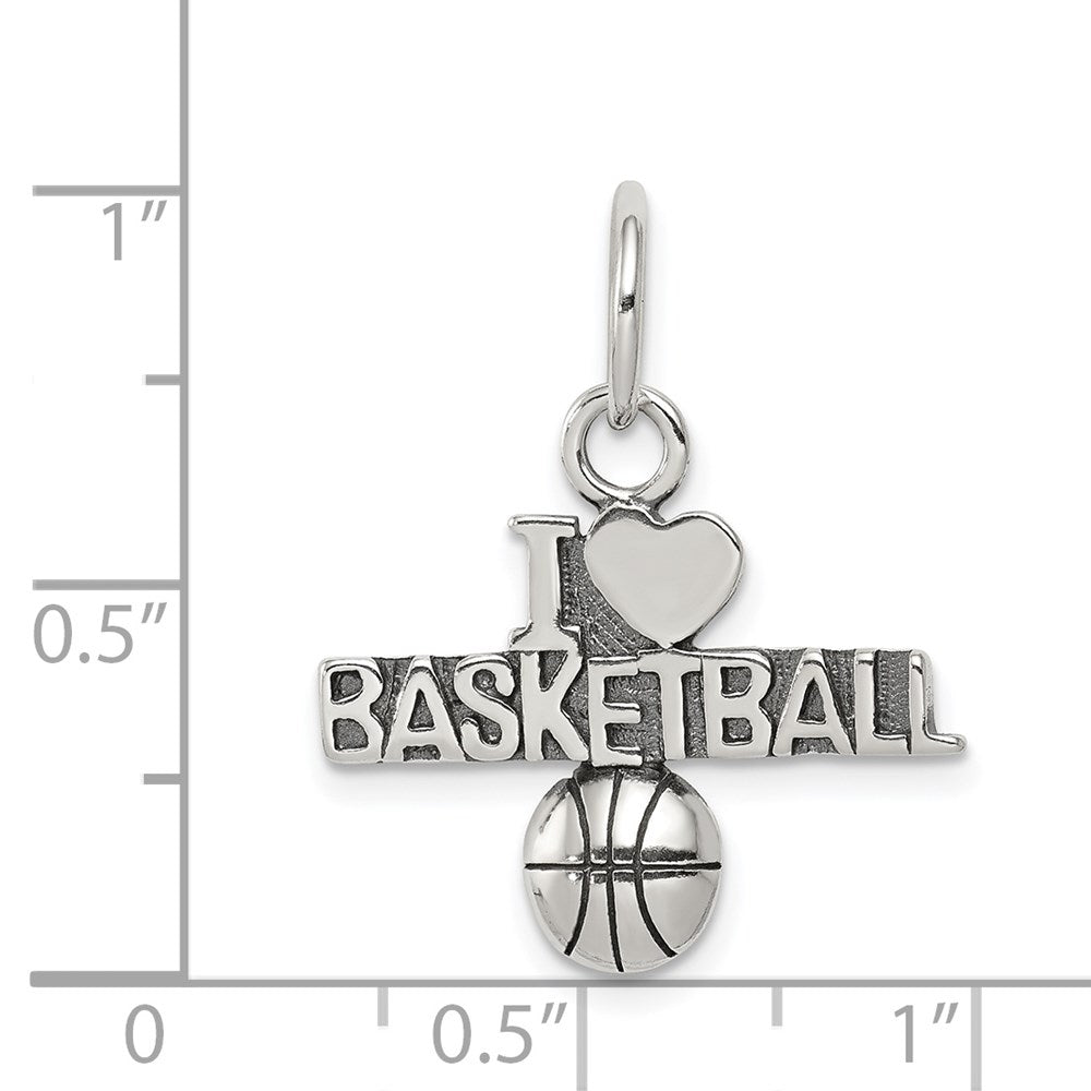 Sterlingsilber Antik I (heart) Basketball Charm