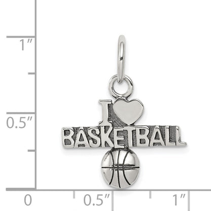 Sterlingsilber Antik I (heart) Basketball Charm