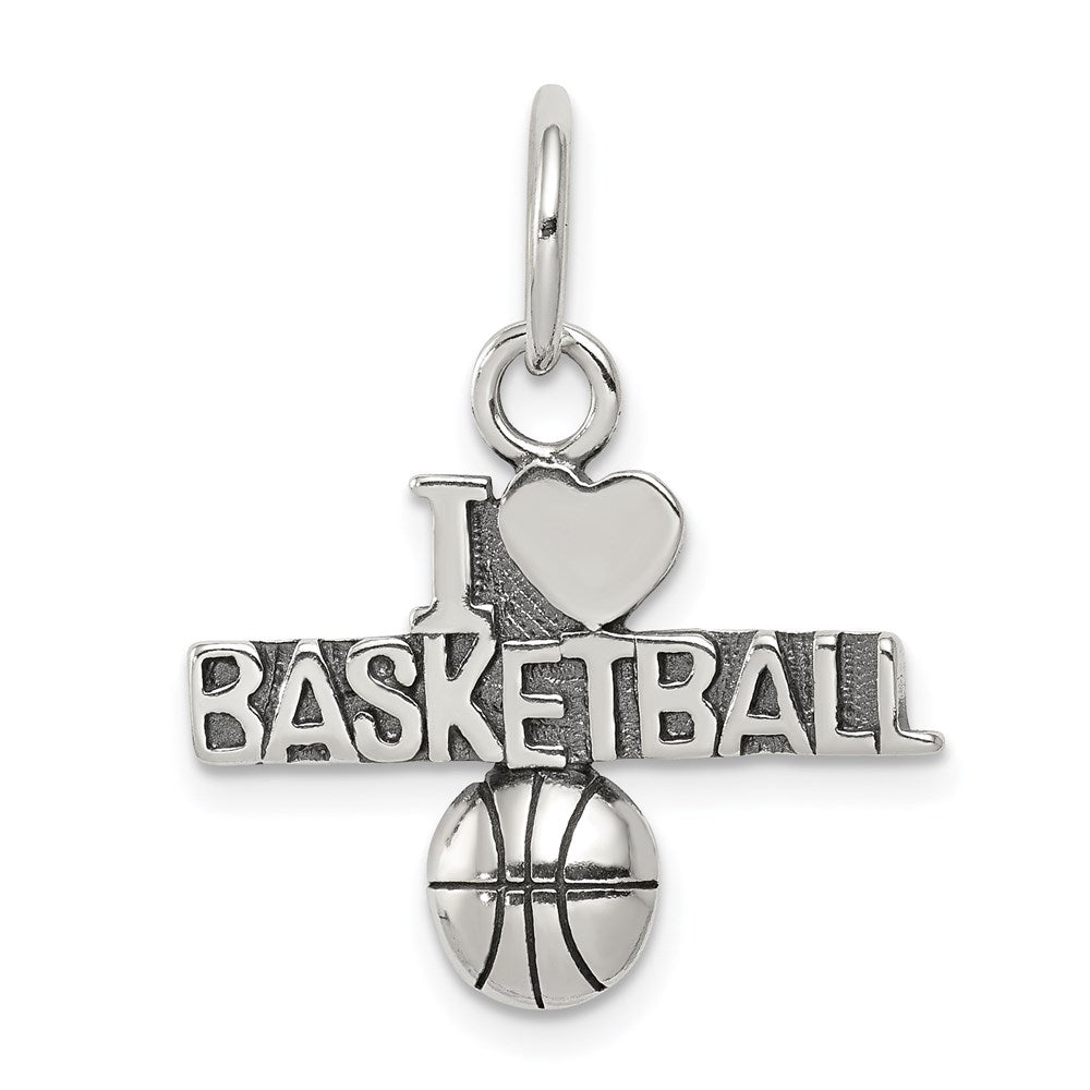 Sterlingsilber Antik I (heart) Basketball Charm