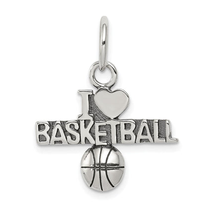 Sterlingsilber Antik I (heart) Basketball Charm