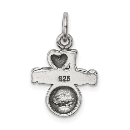 Sterlingsilber Antik I (heart) Fußball Charm