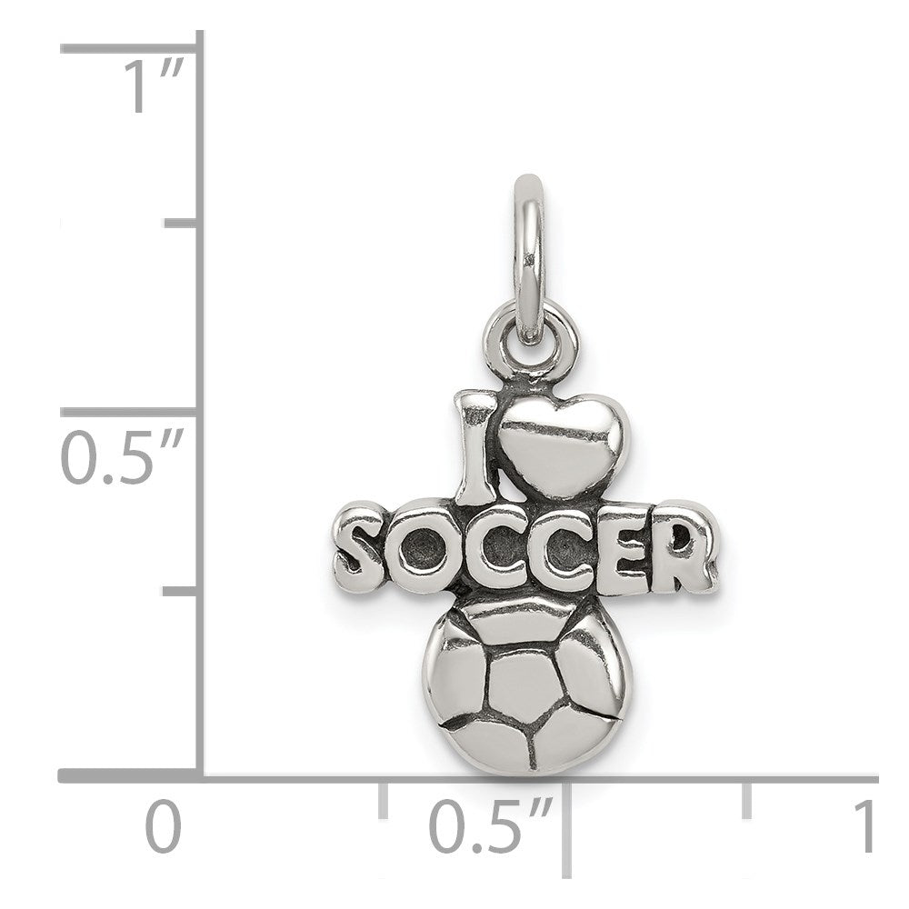 Sterlingsilber Antik I (heart) Fußball Charm