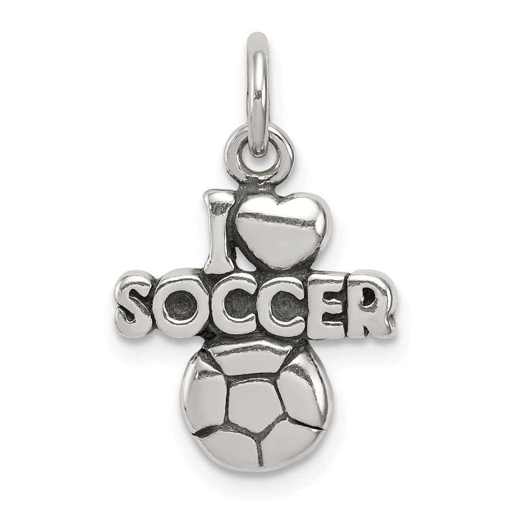 Sterlingsilber Antik I (heart) Fußball Charm