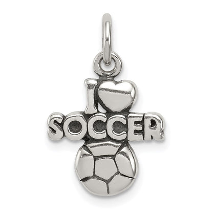 Sterlingsilber Antik I (heart) Fußball Charm