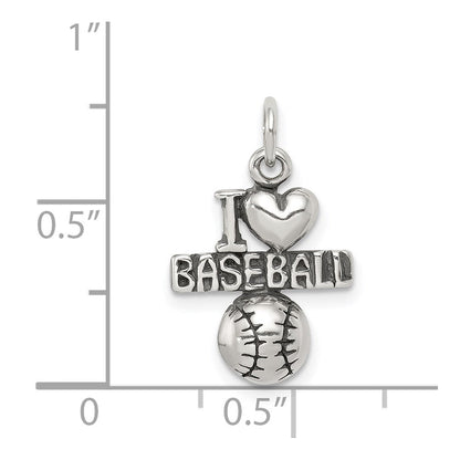 Sterlingsilber Antik I (heart) Baseball Charm