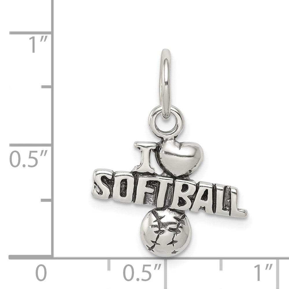 Sterlingsilber Antik I (heart) Softball Charm