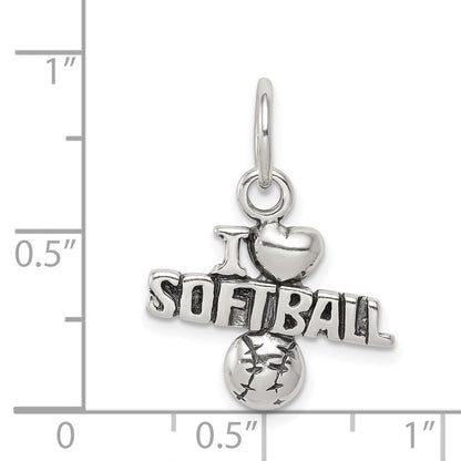 Sterlingsilber Antik I (heart) Softball Charm