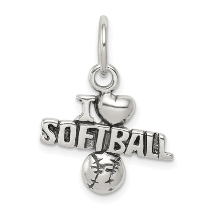 Sterlingsilber Antik I (heart) Softball Charm