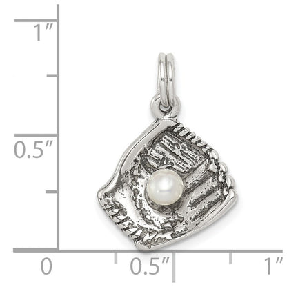 Sterlingsilber Antikisiert Baseball Glove mit Synthetisch Perle Charm