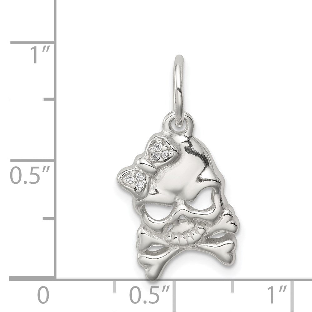 Sterlingsilber Zirkonia Totenkopf Charm