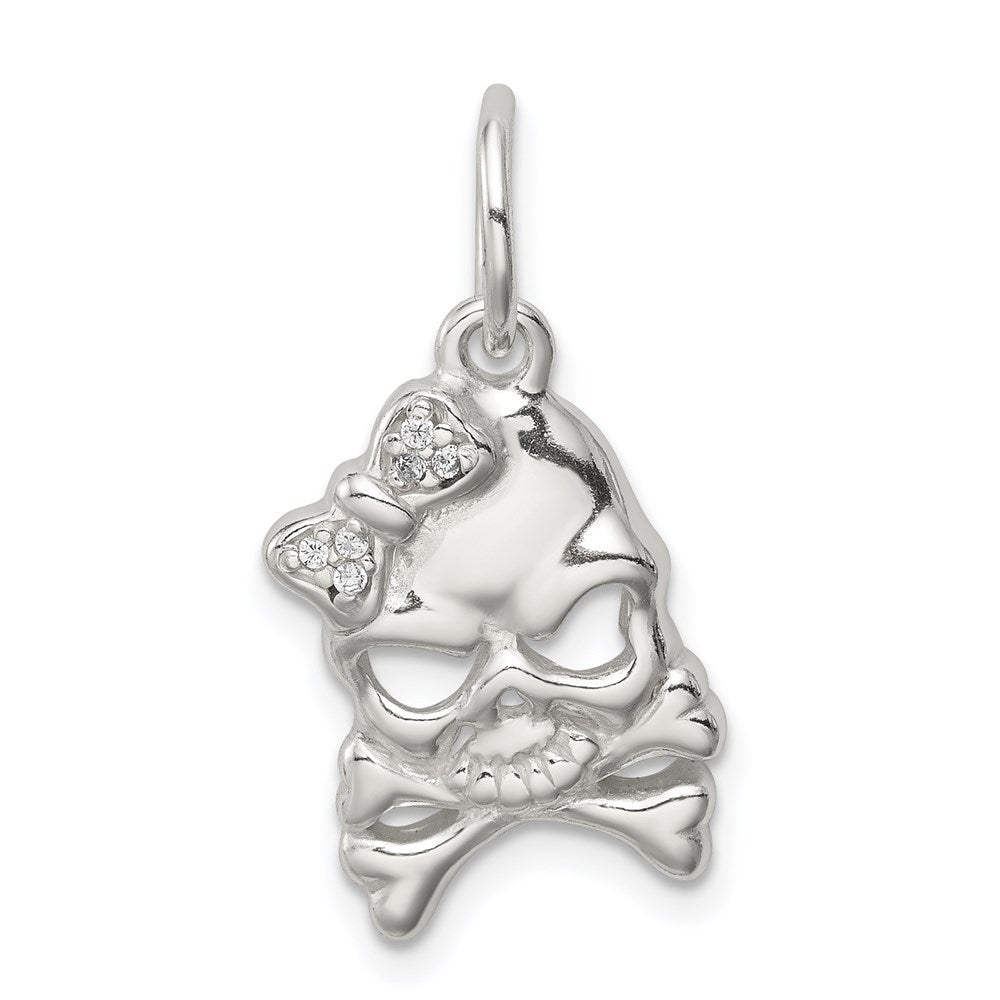 Sterlingsilber Zirkonia Totenkopf Charm