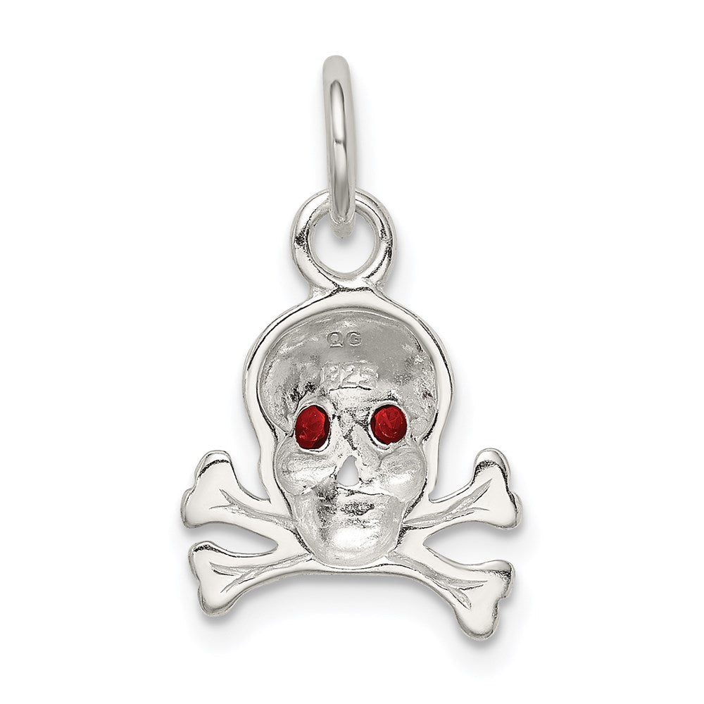 Sterlingsilber Rot Zirkonia Totenkopf Charm
