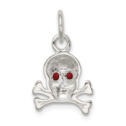 Sterlingsilber Rot Zirkonia Totenkopf Charm