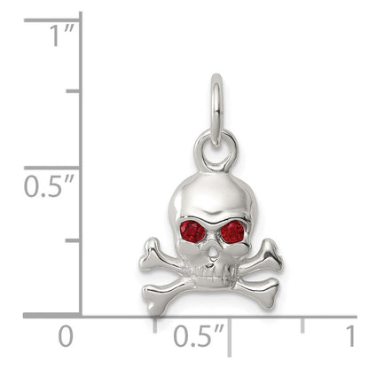 Sterlingsilber Rot Zirkonia Totenkopf Charm