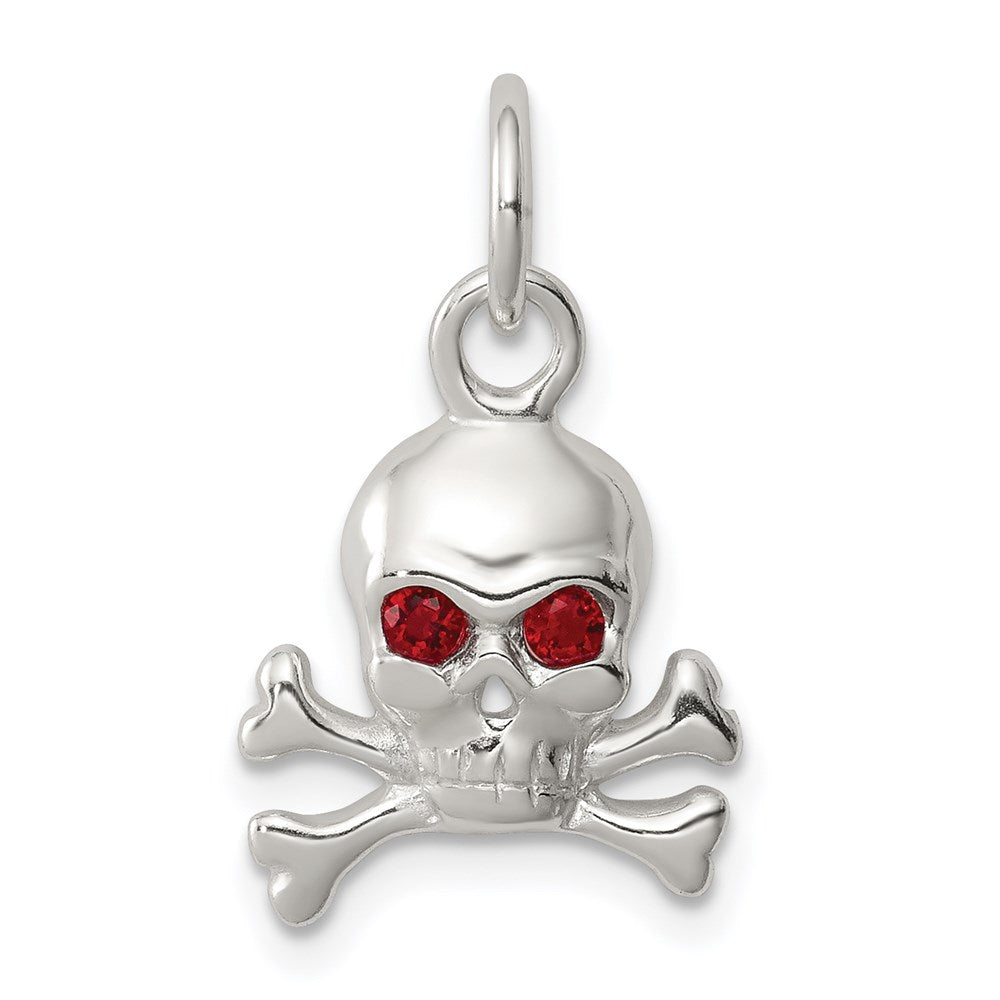Sterlingsilber Rot Zirkonia Totenkopf Charm