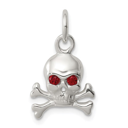 Sterlingsilber Rot Zirkonia Totenkopf Charm