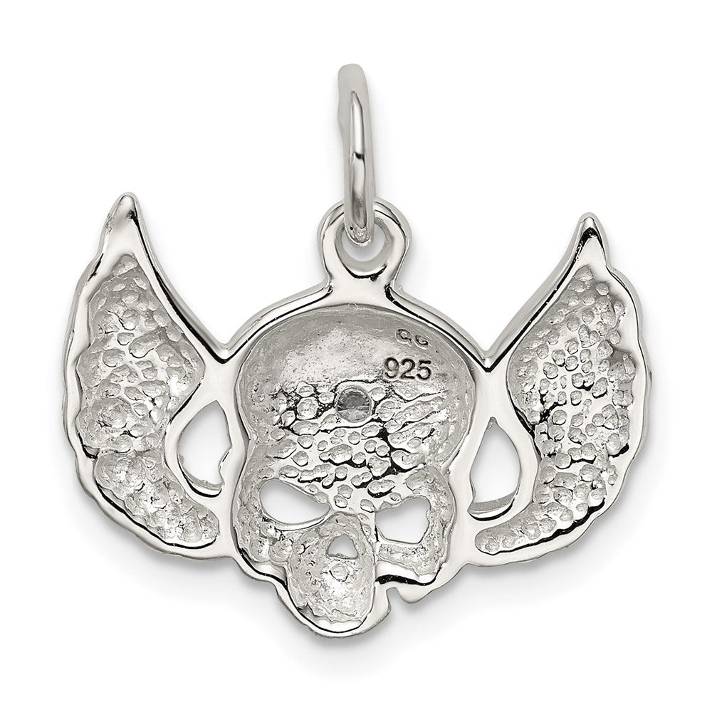 Sterlingsilber Zirkonia Totenkopf mit Flügel Charm