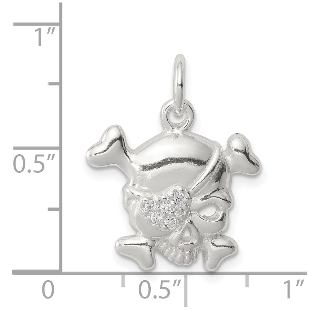 Sterlingsilber Zirkonia Totenkopf Charm