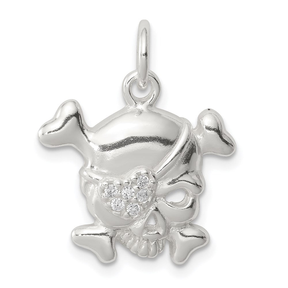 Sterlingsilber Zirkonia Totenkopf Charm