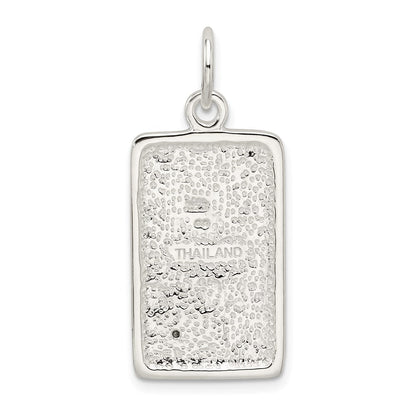Sterlingsilber Zirkonia Poliert Rechteck Charm