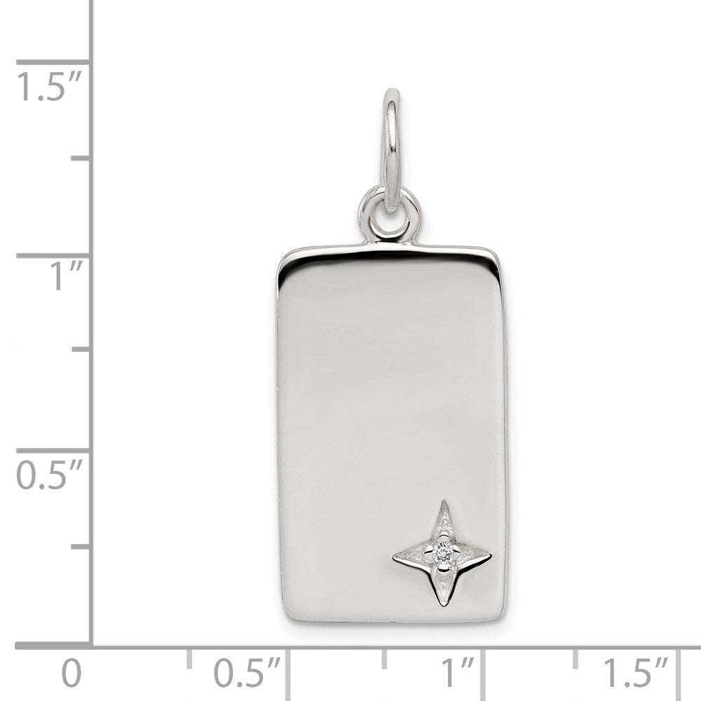 Sterlingsilber Zirkonia Poliert Rechteck Charm