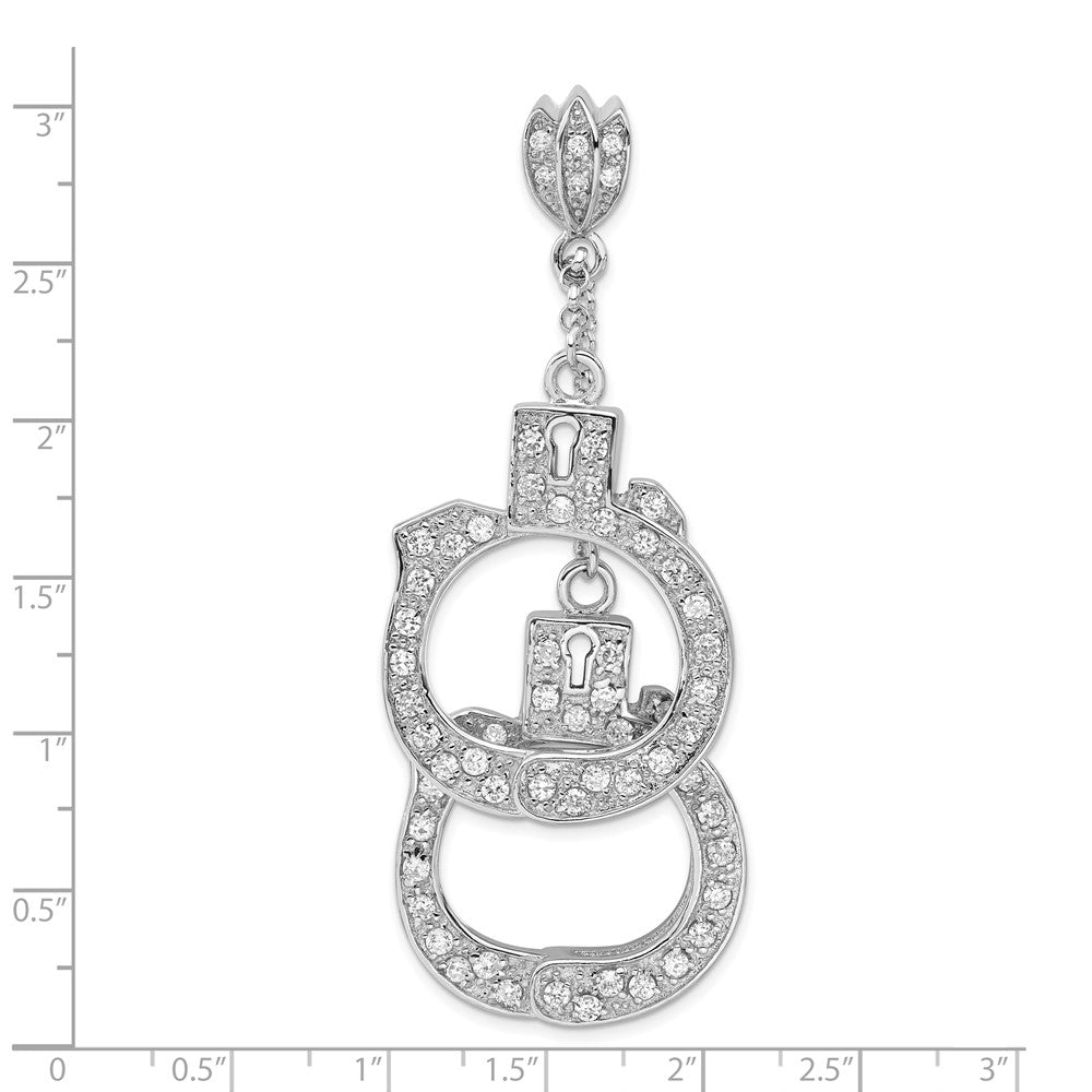 Sterlingsilber Poliert Zirkonia Handcuffs Anhänger