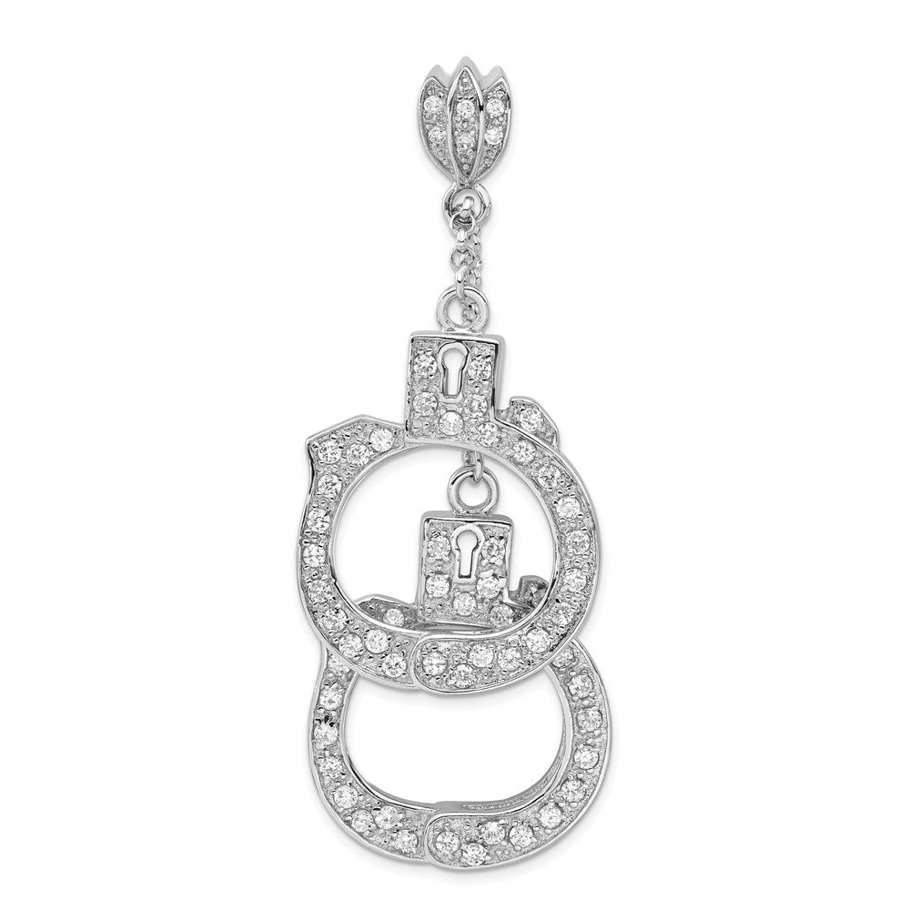 Sterlingsilber Poliert Zirkonia Handcuffs Anhänger