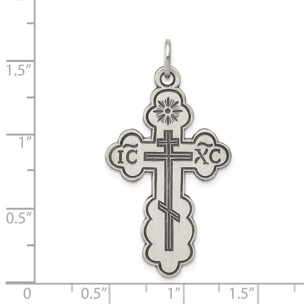 Sterlingsilber Antikisiert Eastern Orthodox Kreuz Anhänger