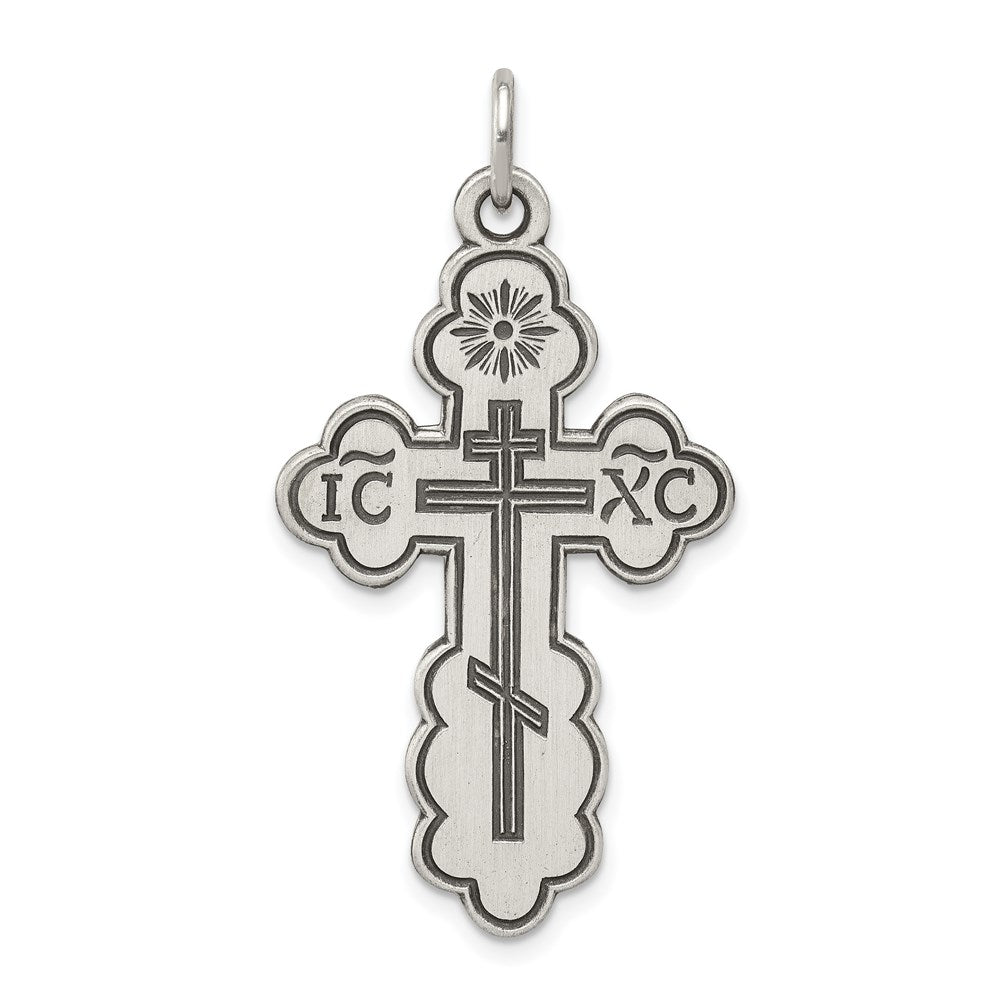 Sterlingsilber Antikisiert Eastern Orthodox Kreuz Anhänger