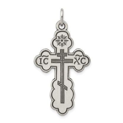 Sterlingsilber Antikisiert Eastern Orthodox Kreuz Anhänger