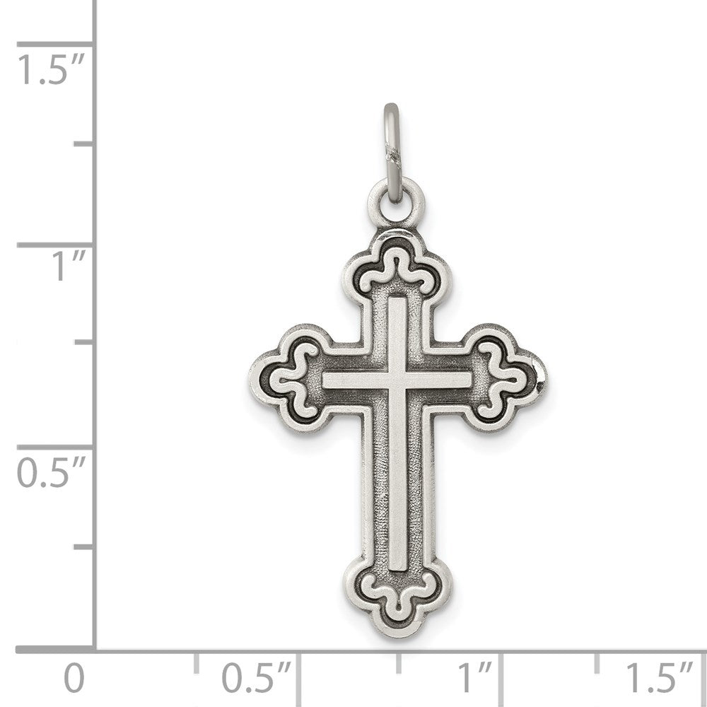 Sterlingsilber Antikisiert Knospend Kreuz Anhänger