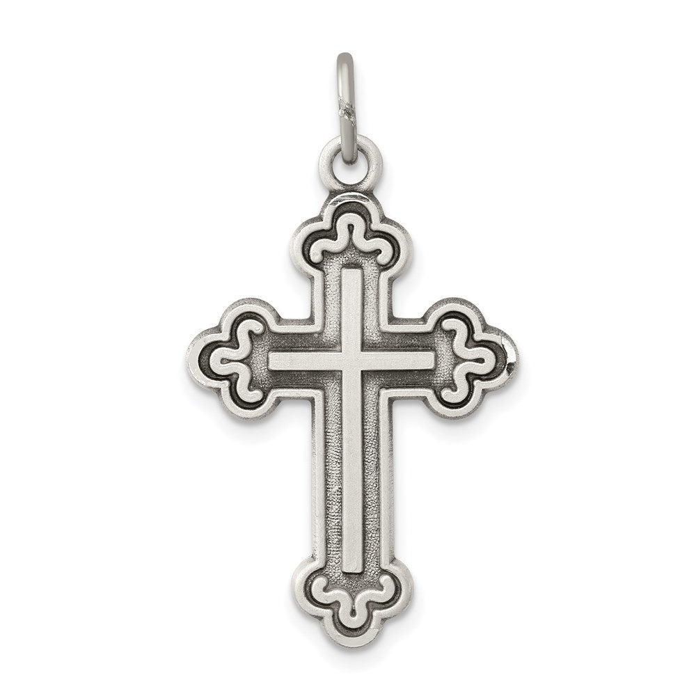 Sterlingsilber Antikisiert Knospend Kreuz Anhänger