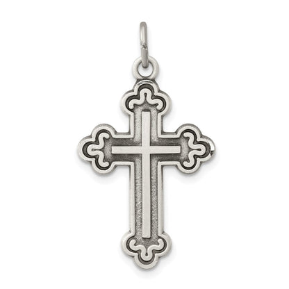 Sterlingsilber Antikisiert Knospend Kreuz Anhänger