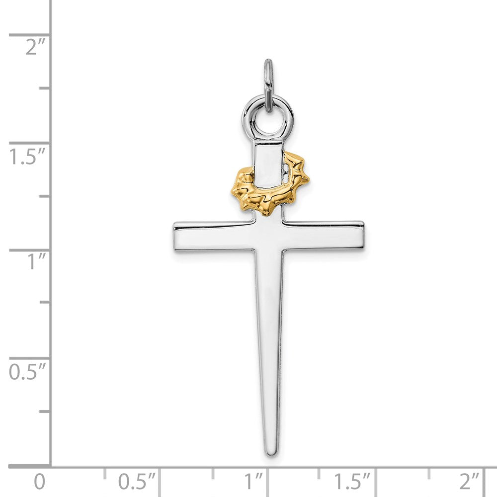 Sterlingsilber Rhodiniert & 18K Vergoldet Kreuz Anhänger