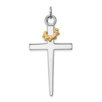 Sterlingsilber Rhodiniert & 18K Vergoldet Kreuz Anhänger