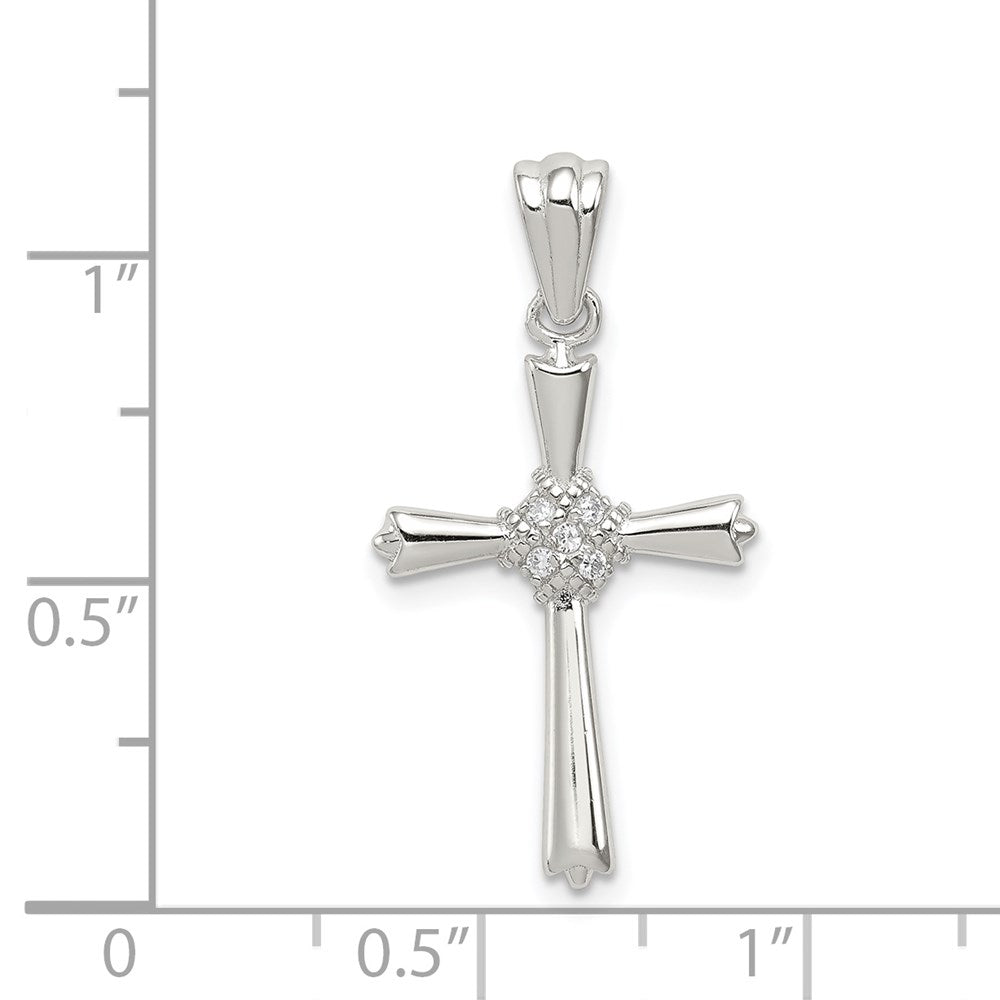 Sterlingsilber Rhodiniert Zirkonia Kreuz Anhänger