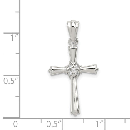 Sterlingsilber Rhodiniert Zirkonia Kreuz Anhänger