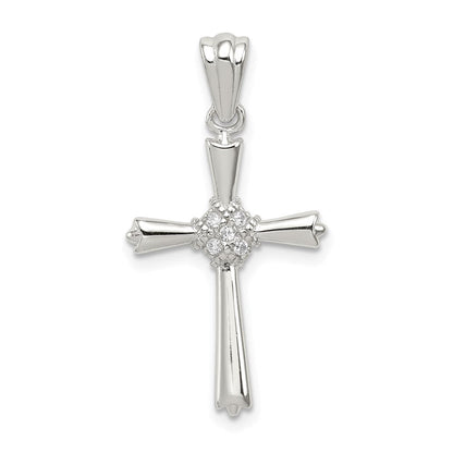 Sterlingsilber Rhodiniert Zirkonia Kreuz Anhänger