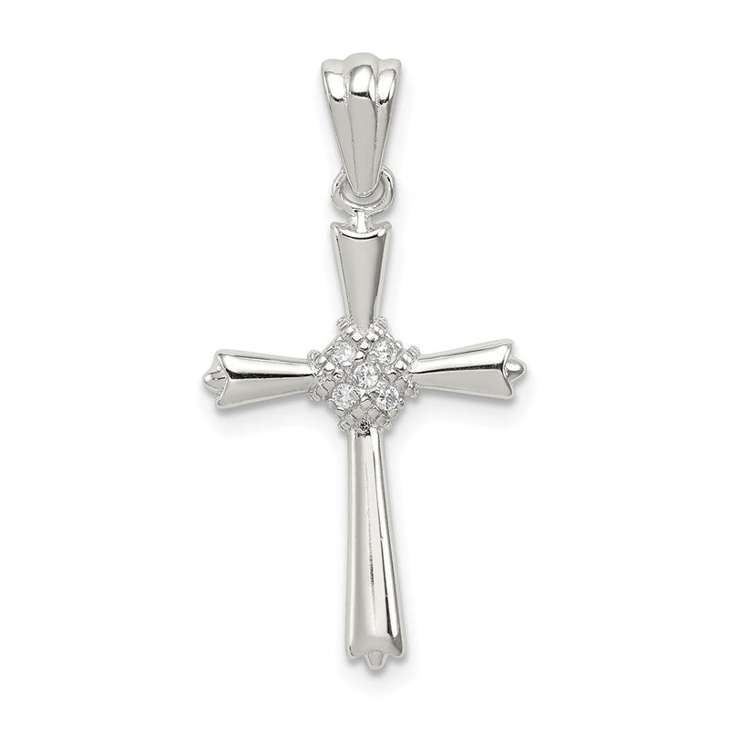 Sterlingsilber Rhodiniert Zirkonia Kreuz Anhänger